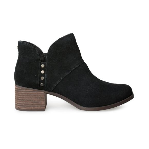 Koolaburra by UGG Sofiya Black Suede  Leather studded ankle boot 6 MOTO BOHO - Picture 3 of 9
